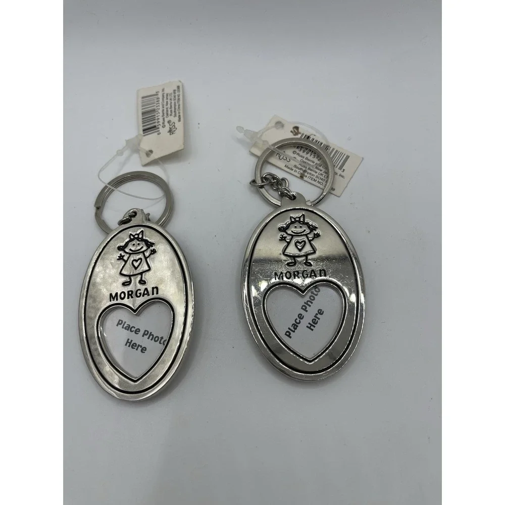 Russ Personalized Photo Keyring Morgan Silver Metal Key Chain Ring Set Of 2